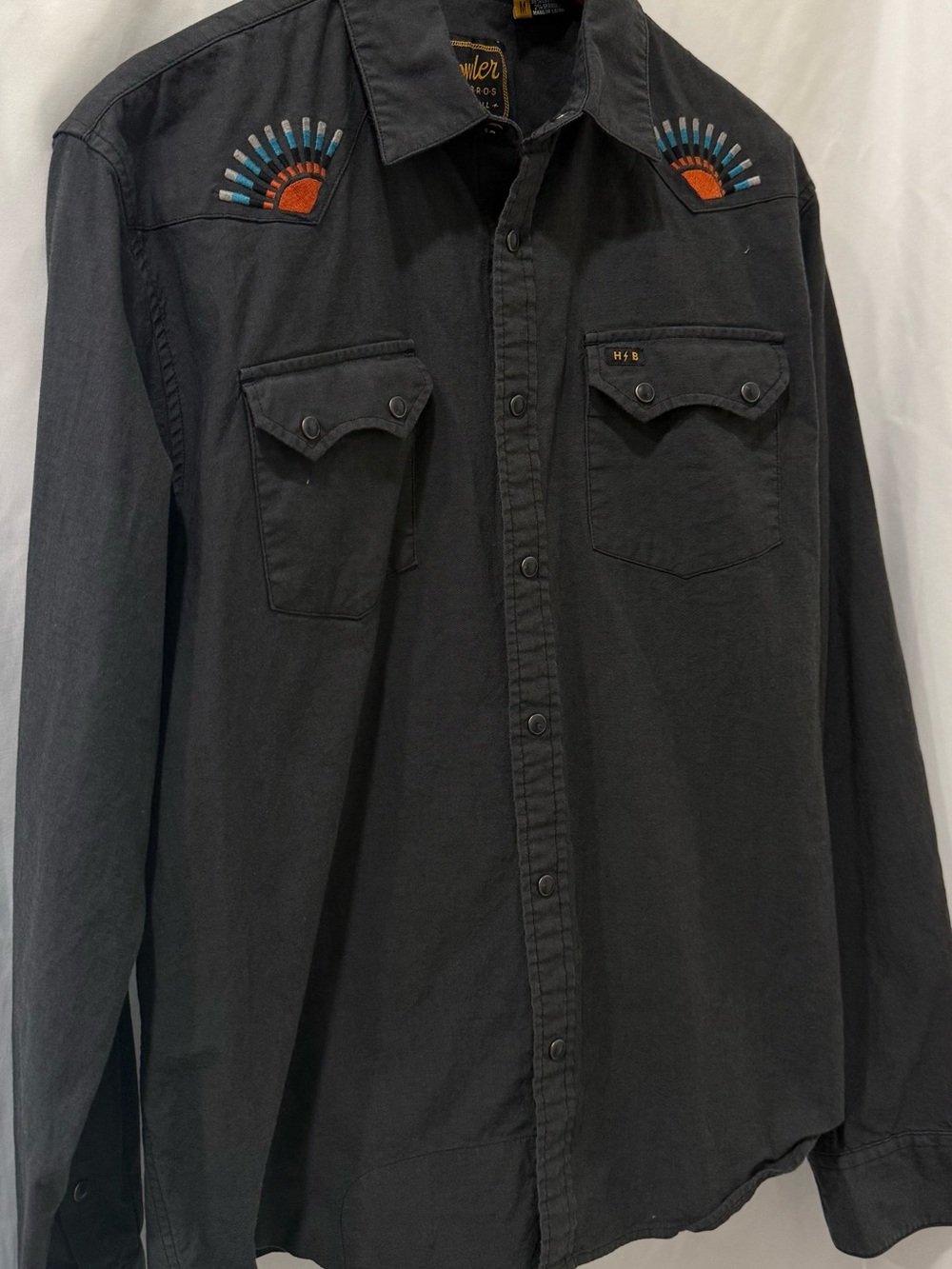 Howler Brothers Charcoal Embroidered Western Snap Shirt Jacket - Picture 3 of 9